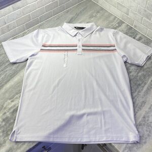 Travis Mathew White Polo with Stripe Accents